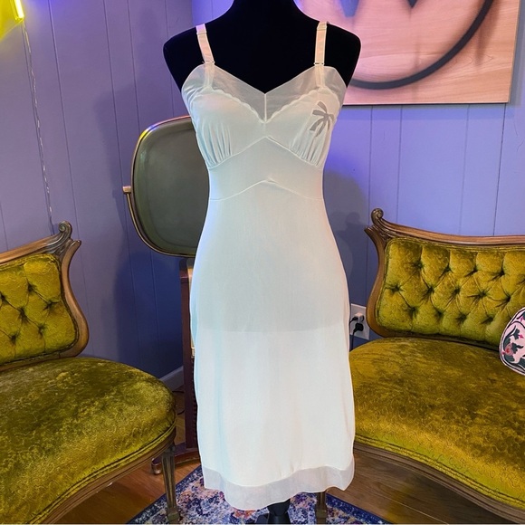 Vintage 60s Aristocraft by Superior Pastel Blue Sheer Nylon Lingerie Slip Dress - Picture 2 of 8